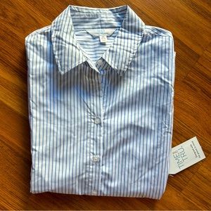 Time and tru xs blue and white striped button up